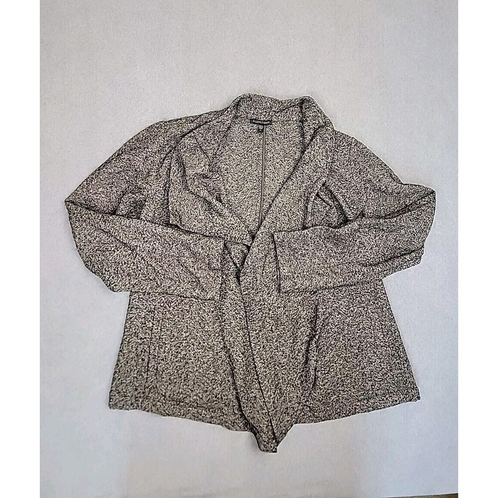 Eileen Fisher Cardigan Jacket Womens Medium Gray Marl Open Front Drape Italian